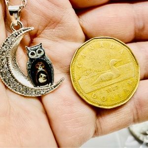 Silver tone owl necklace dad, mom and baby.  NEW